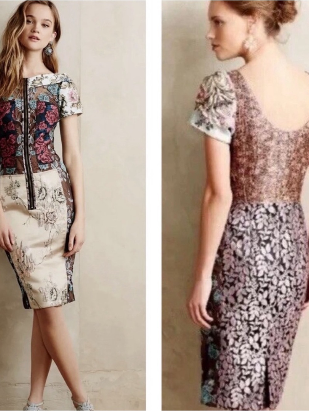 Beguile by Byron Lars Pieced Brocade Sheath Dress w/ Belt, Size 4 - Picture 2 of 16
